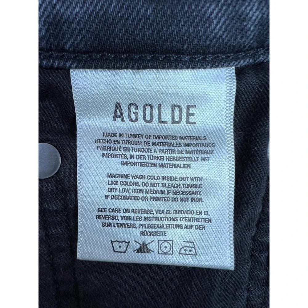 AGOLDE Wilder High Rise Straight Jeans Womens 24 Gray Charcoal Distressed Denim - Picture 6 of 13